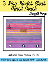 3 Ring Binder Clear Pencil Pouch SEWING PATTERN