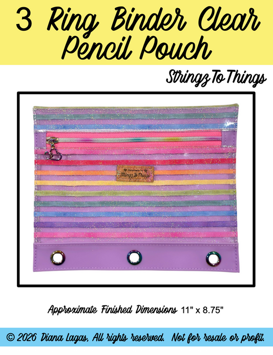 3 Ring Binder Clear Pencil Pouch SEWING PATTERN